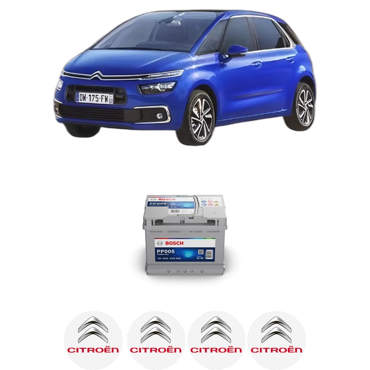 Baterie Acumulator 63 Ah 12 V 610 A CITROEN C4 SPACETOURER (3D_) 1.6 BlueHDi 100 din 2018-2019 KW 73 CP 99 CMC 1560, auto, Bosch, 4x Stickere auto cu CITROEN