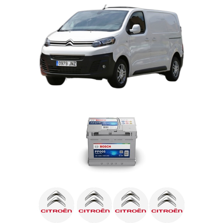 Baterie Acumulator 63 Ah 12 V 610 A CITROEN JUMPY III Bus (V_) 1.5 BlueHDi 100 din 2018 KW 75 CP 102 CMC 1499, auto, Bosch, 4x Stickere auto cu CITROEN