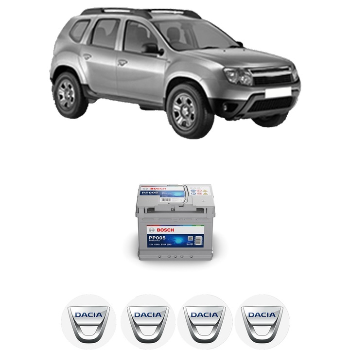Baterie Acumulator 63 Ah 12 V 610 A DACIA DUSTER (HS_) 1.5 dCi 4x4 (HSMC, HSMD) din 2010-2018 KW 81 CP 110 CMC 1461, auto, Bosch, 4x Stickere auto cu DACIA