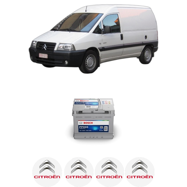 Baterie Acumulator 63 Ah 12 V 610 A CITROEN JUMPY I (U6U_) 2.0 HDi 110 din 2000-2006 KW 80 CP 109 CMC 1997, auto, Bosch, 4x Stickere auto cu CITROEN