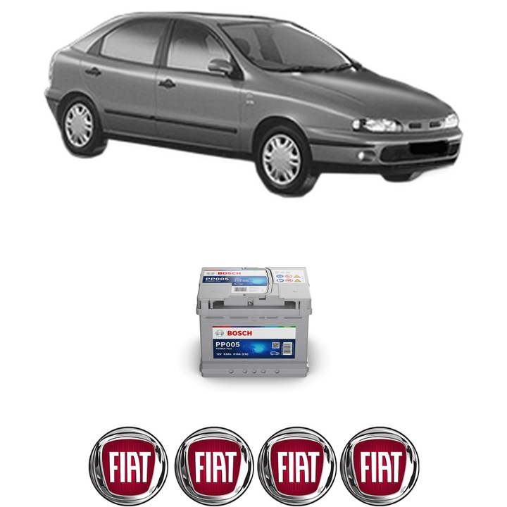 Baterie Acumulator 63 Ah 12 V 610 A FIAT BRAVA (182_) 1.9 JTD din 2000-2001 KW 74 CP 100 CMC 1910, auto, Bosch, 4x Stickere auto cu FIAT