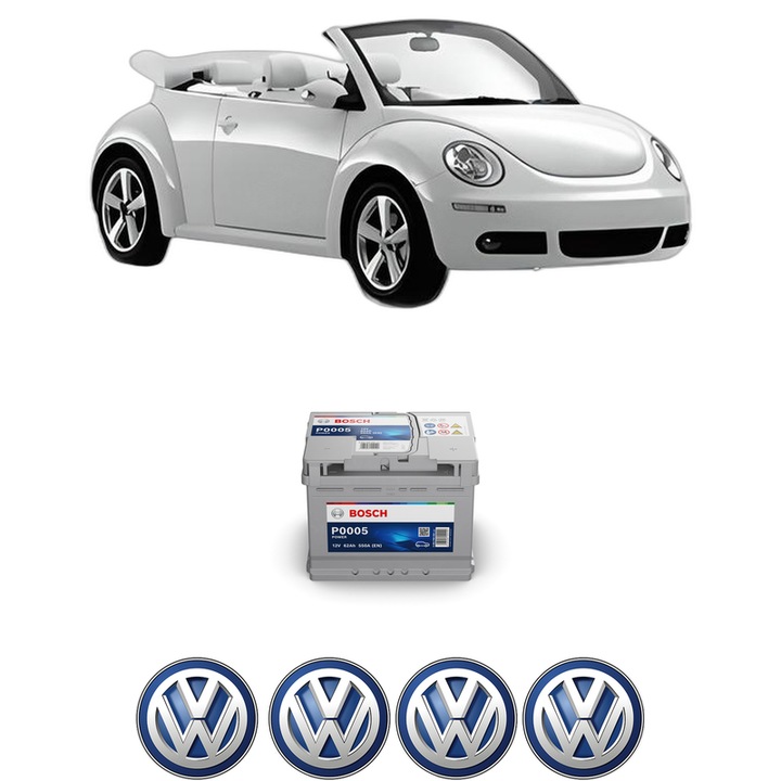 Baterie Acumulator 62 Ah 12 V 550 A Volkswagen NEW BEETLE Convertible (1Y7) 1.8 T din 2003-2010 KW 110 CP 150 CMC 1781, auto, Bosch, 4x Stickere auto cu Volkswagen