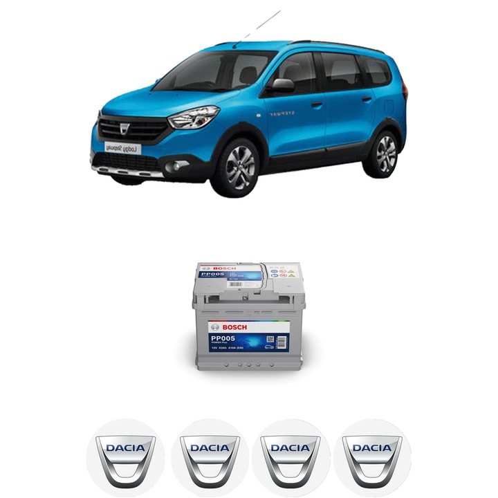 Baterie Acumulator 63 Ah 12 V 610 A DACIA LODGY (JS_) 1.5 dCi din 2012 KW 66 CP 90 CMC 1461, auto, Bosch, 4x Stickere auto cu DACIA