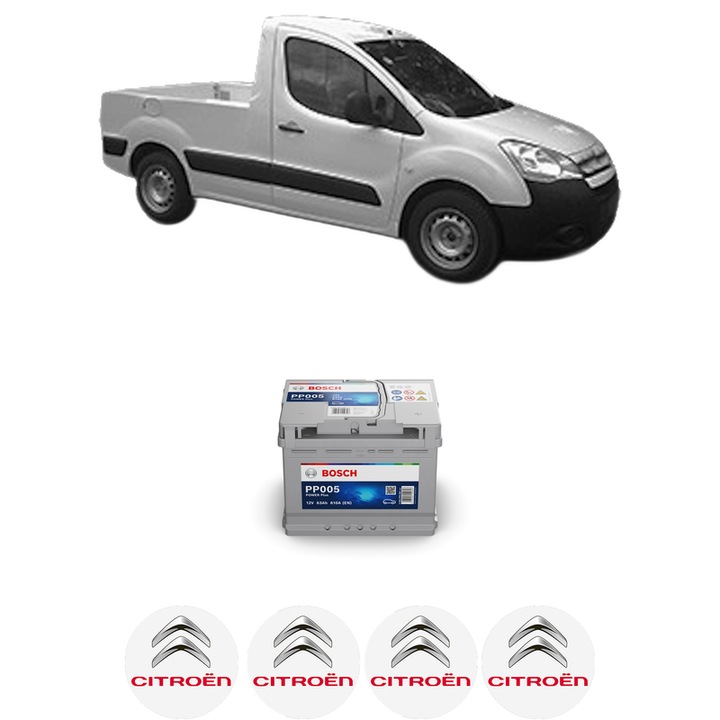 Baterie Acumulator 63 Ah 12 V 610 A CITROEN BERLINGO Platform/Chassis (B9) 1.6 BlueHDi 100 din 2014-2021 KW 73 CP 99 CMC 1560, auto, Bosch, 4x Stickere auto cu CITROEN