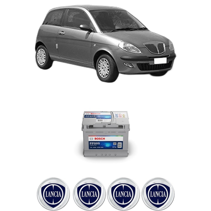 Baterie Acumulator 63 Ah 12 V 610 A LANCIA YPSILON (843_) 1.3 JTD (843.AXD11, 843.AXD1A) din 2003-2011 KW 51 CP 70 CMC 1248, auto, Bosch, 4x Stickere auto cu LANCIA