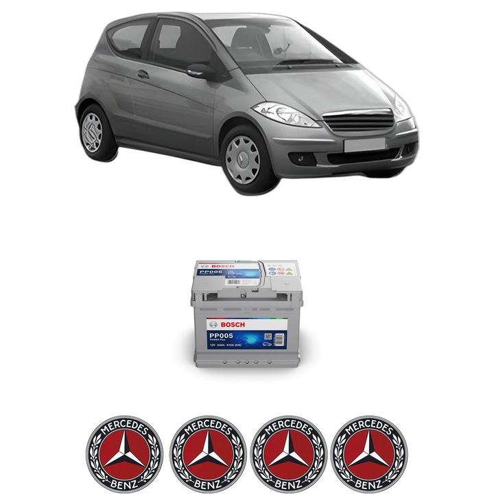Baterie Acumulator 63 Ah 12 V 610 A MERCEDES-BENZ A-CLASS (W169) A 160 (169.031, 169.331) din 2009-2012 KW 70 CP 95 CMC 1498, auto, Bosch, 4x Stickere auto cu MERCEDES-BENZ