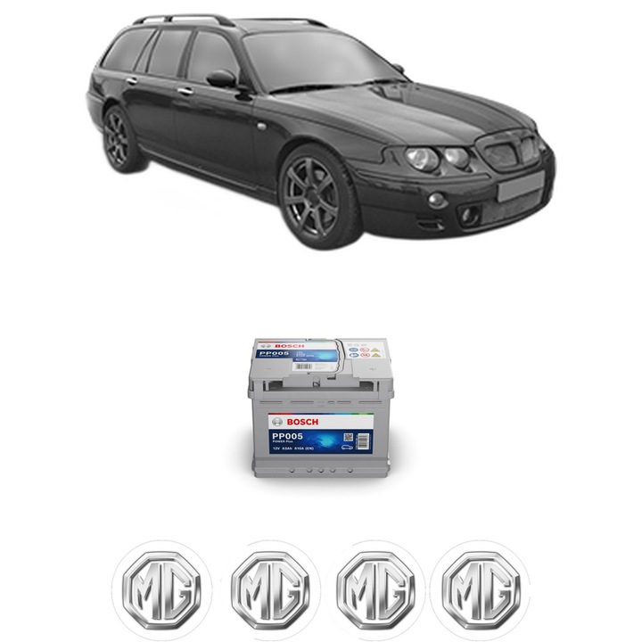 Baterie Acumulator 63 Ah 12 V 610 A MG MG ZT- T 260 din 2003-2005 KW 191 CP 260 CMC 4601, auto, Bosch, 4x Stickere auto cu MG