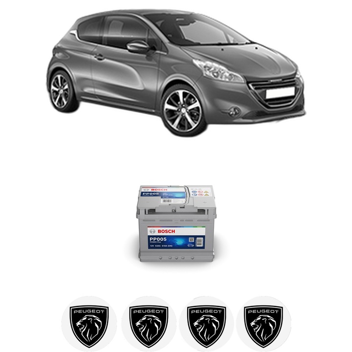 Baterie Acumulator 63 Ah 12 V 610 A PEUGEOT 208 I (CA_, CC_) 1.6 BlueHDi 100 din 2015-2019 KW 73 CP 100 CMC 1560, auto, Bosch, 4x Stickere auto cu PEUGEOT