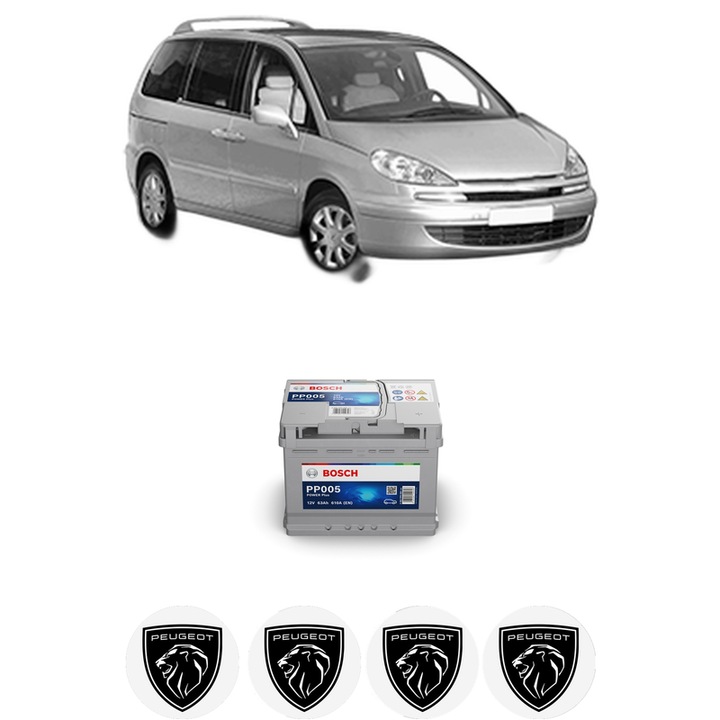 Baterie Acumulator 63 Ah 12 V 610 A PEUGEOT 807 (EB_) 2 din 2002 KW 100 CP 136 CMC 1997, auto, Bosch, 4x Stickere auto cu PEUGEOT