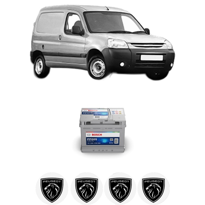 Baterie Acumulator 63 Ah 12 V 610 A PEUGEOT PARTNER Box Body/MPV 1.6 BlueHDi 100 din 2015 KW 73 CP 100 CMC 1560, auto, Bosch, 4x Stickere auto cu PEUGEOT