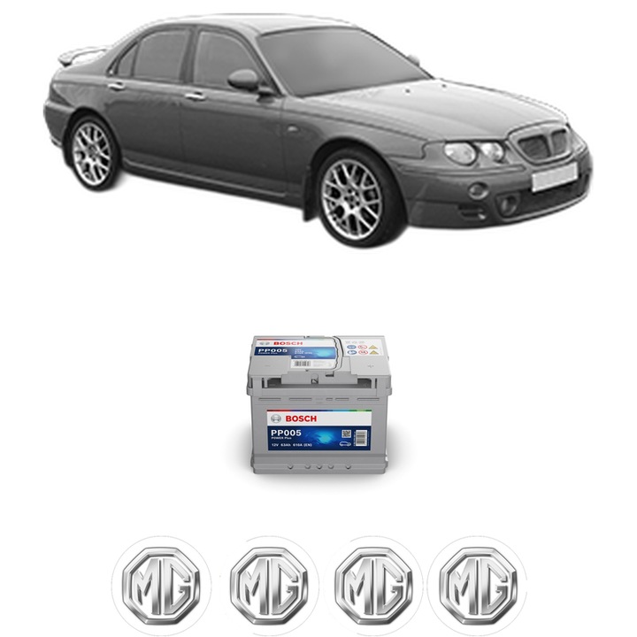 Baterie Acumulator 63 Ah 12 V 610 A MG MG ZT 260 din 2003-2005 KW 191 CP 260 CMC 4601, auto, Bosch, 4x Stickere auto cu MG