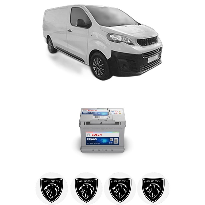 Baterie Acumulator 63 Ah 12 V 610 A PEUGEOT EXPERT Van (V_) 1.5 BlueHDi 100 din 2018 KW 75 CP 102 CMC 1499, auto, Bosch, 4x Stickere auto cu PEUGEOT