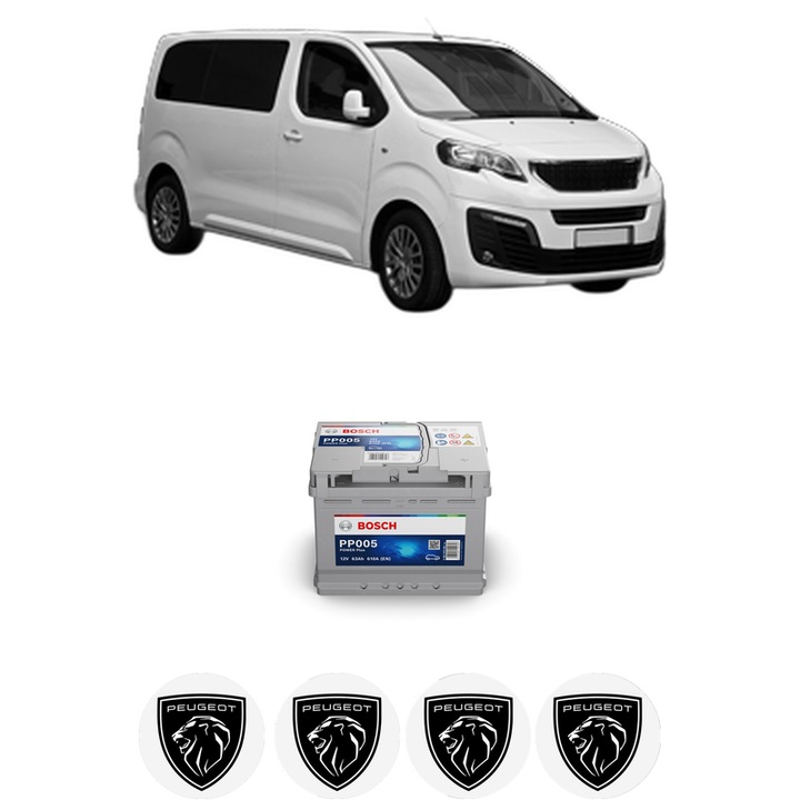 Baterie Acumulator 63 Ah 12 V 610 A PEUGEOT TRAVELLER Bus (V_) 1.5 BlueHDi 100 din 2018 KW 75 CP 102 CMC 1499, auto, Bosch, 4x Stickere auto cu PEUGEOT