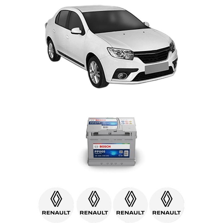 Baterie Acumulator 63 Ah 12 V 610 A RENAULT THALIA III (L8_) 1.5 dCi (L8AJ) din 2013 KW 66 CP 90 CMC 1461, auto, Bosch, 4x Stickere auto cu RENAULT