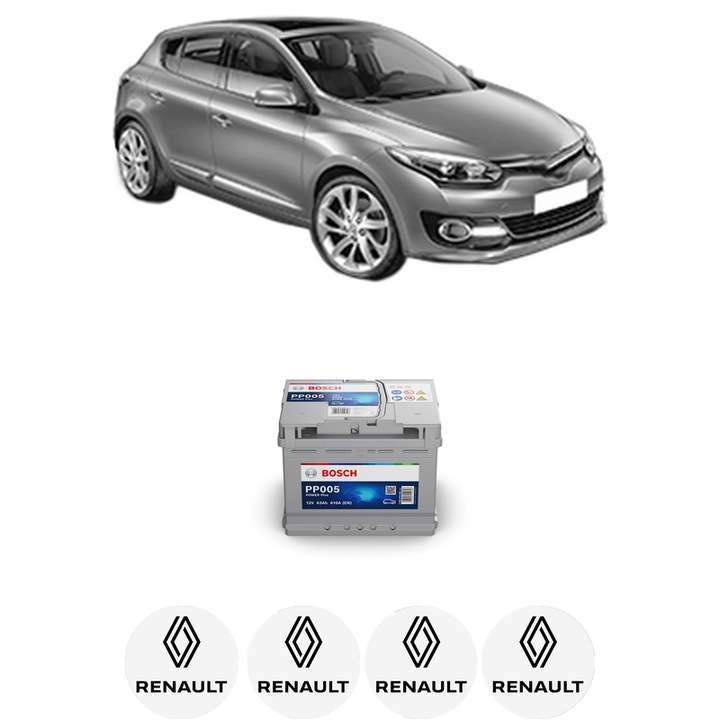 Baterie Acumulator 63 Ah 12 V 610 A RENAULT MEGANE III Hatchback (BZ0/1_, B3_) 1.5 dCi din 2008-2015 KW 63 CP 86 CMC 1461, auto, Bosch, 4x Stickere auto cu RENAULT