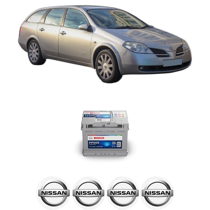 Baterie Acumulator 63 Ah 12 V 610 A NISSAN PRIMERA Hatchback (P12) 1.6 din 2002-2006 KW 80 CP 109 CMC 1597, auto, Bosch, 4x Stickere auto cu NISSAN