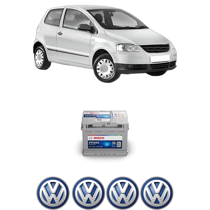 Baterie Acumulator 63 Ah 12 V 610 A Volkswagen FOX Hatchback (5Z1, 5Z3, 5Z4) 1.4 TDI din 2005-2009 KW 51 CP 70 CMC 1422, auto, Bosch, 4x Stickere auto cu Volkswagen