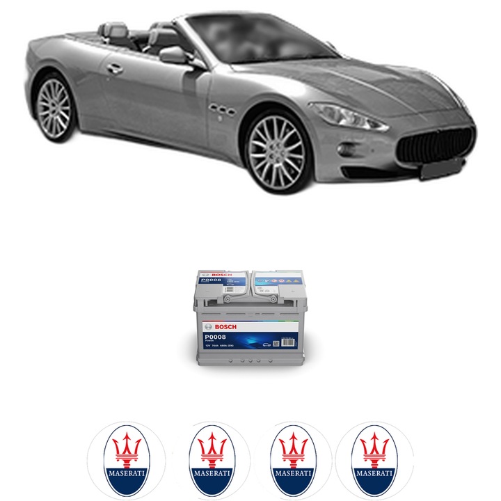 Baterie Acumulator 74 Ah 12 V 680 A MASERATI GRANCABRIO 4.7 din 2013-2019 KW 338 CP 460 CMC 4691, auto, Bosch, 4x Stickere auto cu MASERATI