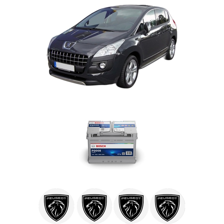Baterie Acumulator 74 Ah 12 V 680 A PEUGEOT 3008 I MPV (0U_) 2.0 HDi din 2011-2016 KW 100 CP 136 CMC 1997, auto, Bosch, 4x Stickere auto cu PEUGEOT