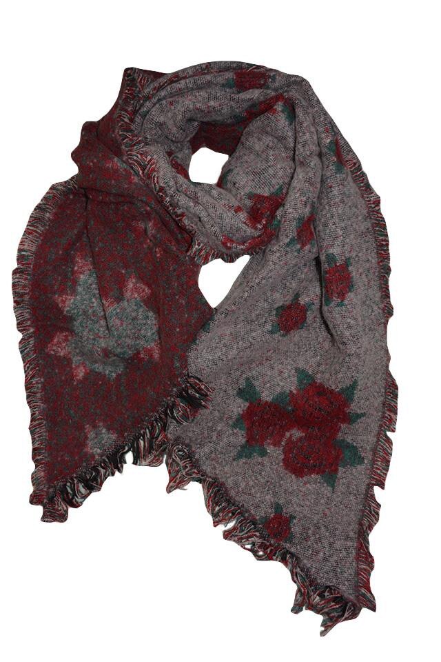 Esarfa rafinata cu doua fete si imprimeu,D&J Exclusive,Marsala