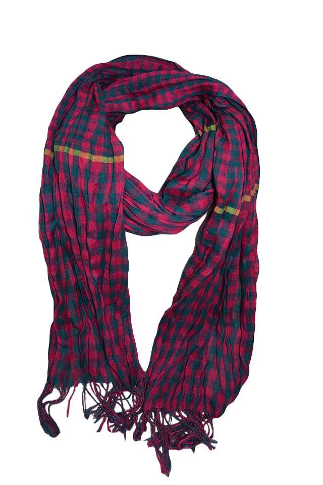 Esarfa trendy de iarna cu design de carouri,D&J Exclusive,Roz-gri