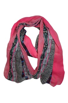 Esarfa fashion cu dungi colorate, late, pe margini,D&J Exclusive,Roz Esarfa fashion cu dungi colorate, late, pe margini,D&J Exclusive,Roz