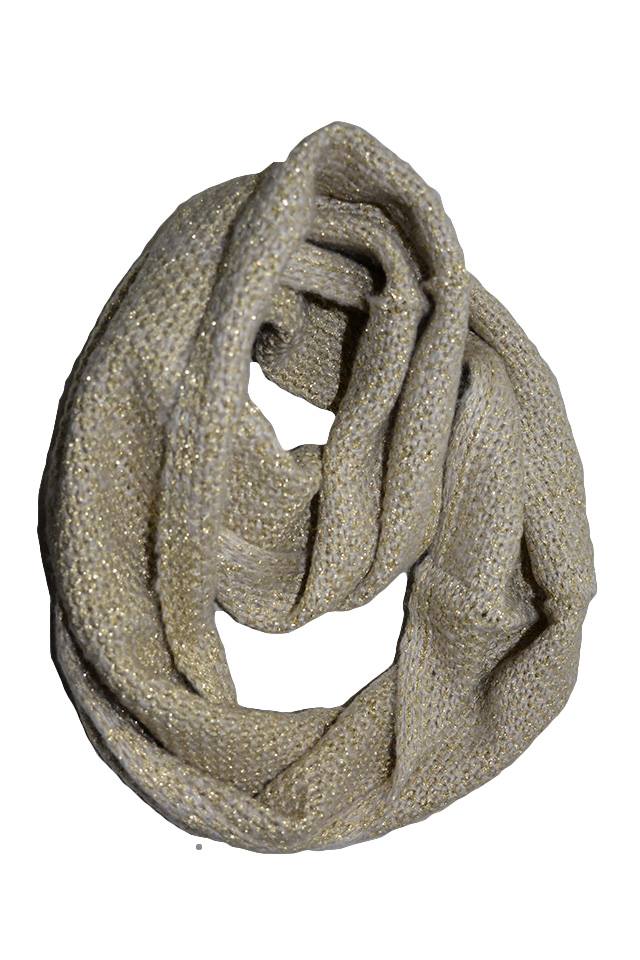 Esarfa rafinata, tricotata,cu fir lucios, forma circulara,D&J Exclusive,Crem-auriu