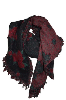 Esarfa groasa cu flori, D&J Exclusive , Negru-Visiniu Esarfa groasa cu flori, D&J Exclusive , Negru-Visiniu