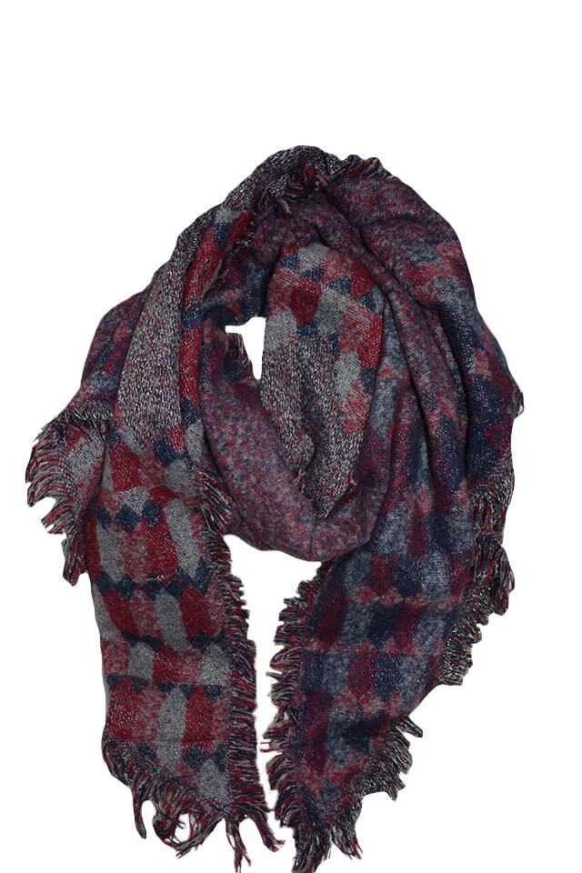 Esarfa calduroasa din material cu aspect tricotat, D&J Exclusive , Marsala