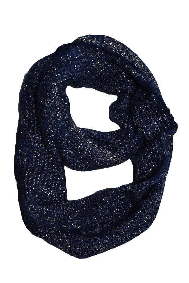 Esarfa rafinata, tricotata, cu fir lucios, forma circulara,D&J Exclusive,Bleumarin
