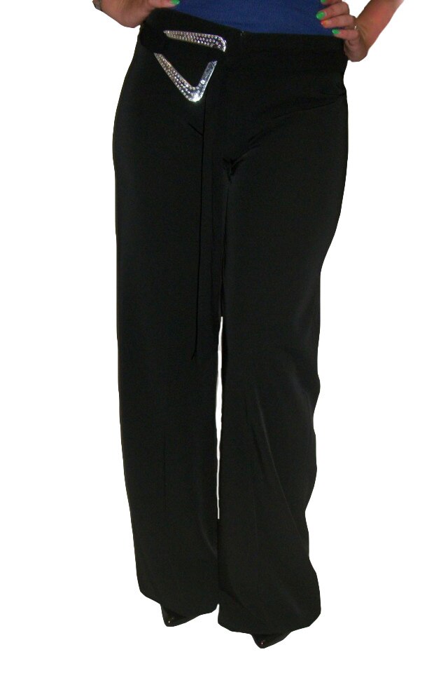 Pantaloni lungi, material fin, D&J Exclusive, Negru