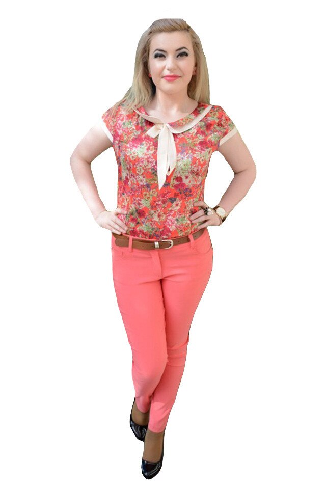 Pantaloni usor elastici, D&J Exclusive, Corai