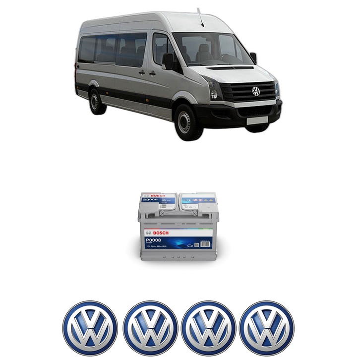 Baterie Acumulator 74 Ah 12 V 680 A Volkswagen CRAFTER 30-35 Bus (2E_) 2.5 TDI din 2006-2011 KW 120 CP 163 CMC 2461, auto, Bosch, 4x Stickere auto cu Volkswagen
