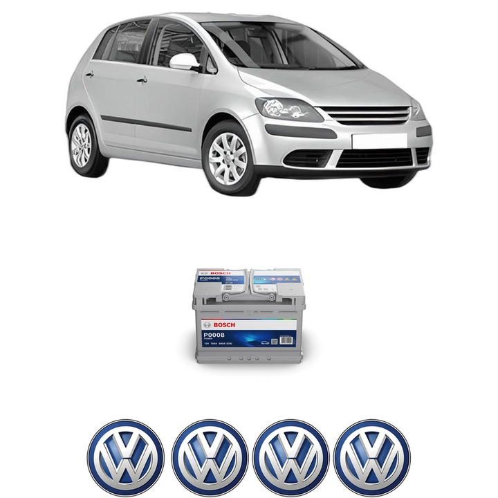 Baterie Acumulator 74 Ah 12 V 680 A Volkswagen GOLF PLUS V (5M1, 521) 2.0 TDI din 2005-2013 KW 100 CP 136 CMC 1968, auto, Bosch, 4x Stickere auto cu Volkswagen
