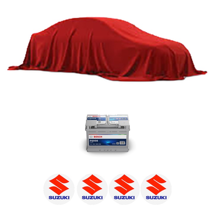 Baterie Acumulator 74 Ah 12 V 680 A SUZUKI SX4 (EY, GY) 2.0 DDiS (RW420D) din 2009 KW 99 CP 135 CMC 1956, auto, Bosch, 4x Stickere auto cu SUZUKI