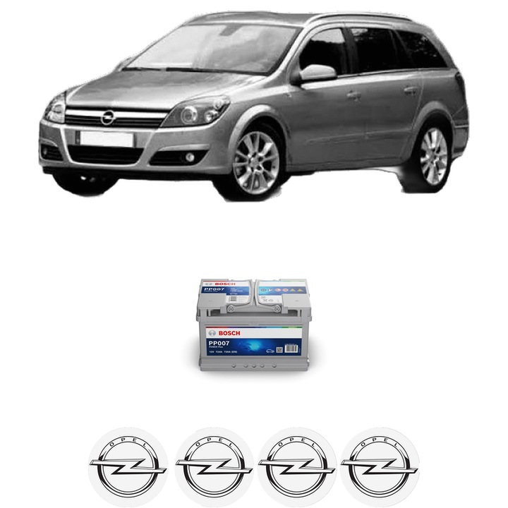 Baterie Acumulator 72 Ah 12 V 720 A OPEL ASTRA H Estate (A04) 1.6 Turbo (L35) din 2007-2010 KW 132 CP 180 CMC 1598, auto, Bosch, 4x Stickere auto cu OPEL