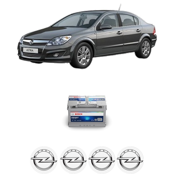 Baterie Acumulator 72 Ah 12 V 720 A OPEL ASTRA H Saloon (A04) 1.3 CDTi (L69) din 2007-2010 KW 66 CP 90 CMC 1248, auto, Bosch, 4x Stickere auto cu OPEL