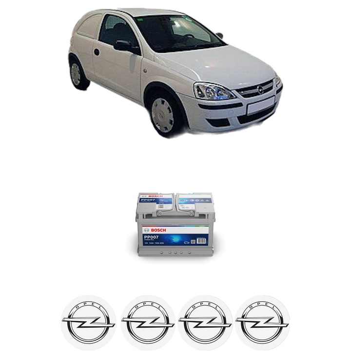 Baterie Acumulator 72 Ah 12 V 720 A OPEL CORSA C Hatchback Van (X01) 1.3 CDTI 16V (F08, W5L) din 2005-2006 KW 59 CP 80 CMC 1248, auto, Bosch, 4x Stickere auto cu OPEL