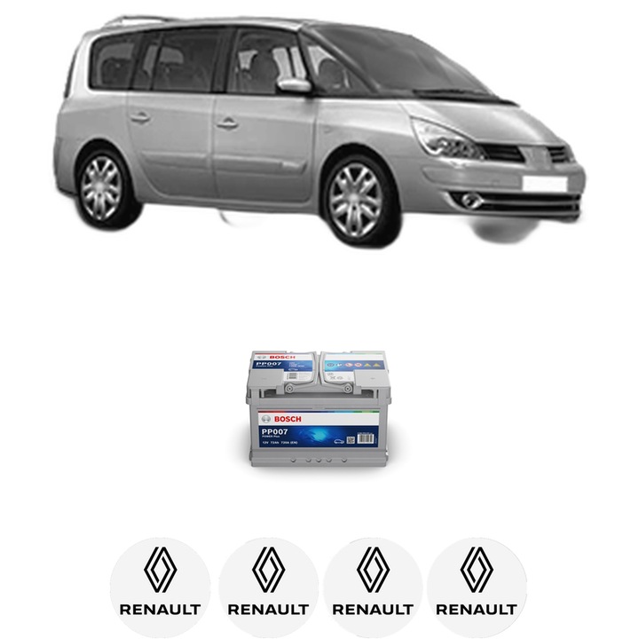 Baterie Acumulator 72 Ah 12 V 720 A RENAULT ESPACE IV (JK0/1_) 2.0 (JK0A, JK1D, JK0N) din 2005 KW 125 CP 170 CMC 1998, auto, Bosch, 4x Stickere auto cu RENAULT