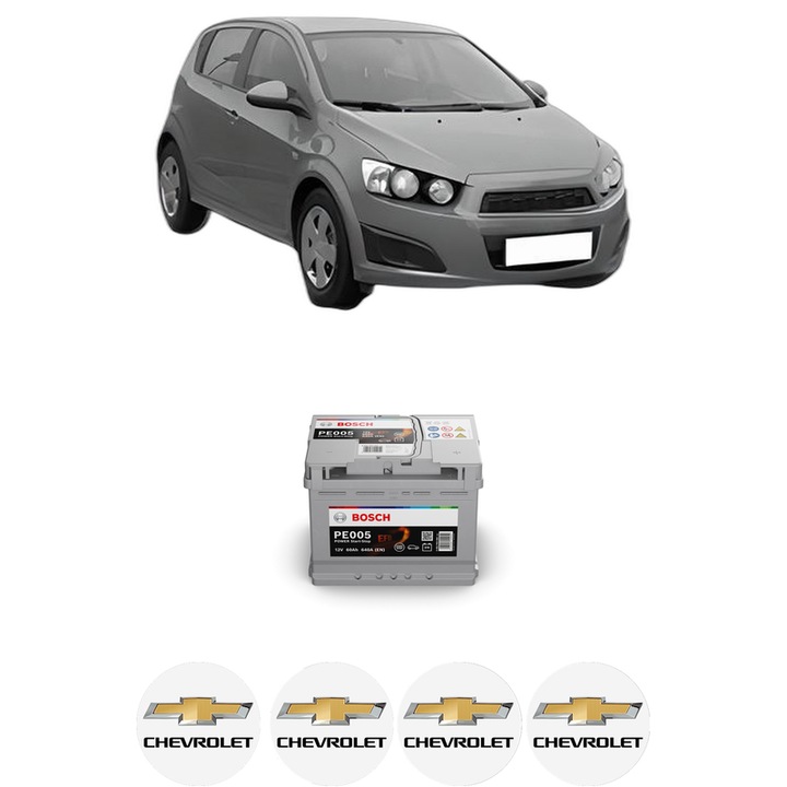 Baterie Acumulator 60 Ah 12 V 640 A CHEVROLET AVEO Hatchback (T300) 1.3 D din 2011-2015 KW 70 CP 95 CMC 1248, auto, Bosch, 4x Stickere auto cu CHEVROLET