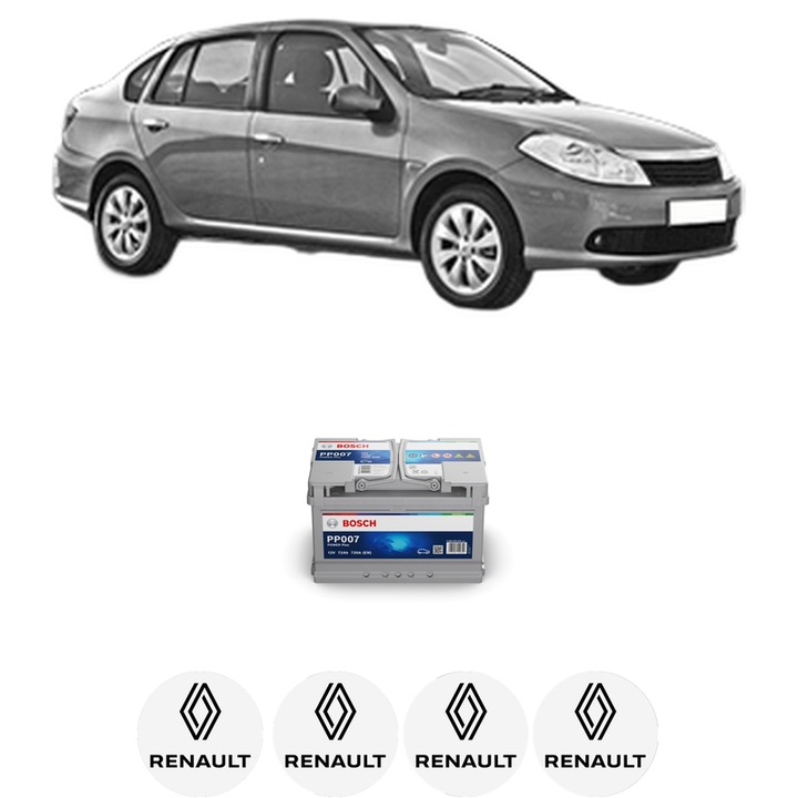 Baterie Acumulator 72 Ah 12 V 720 A RENAULT THALIA II (LU_) 1.5 dCi din 2008 KW 47 CP 64 CMC 1461, auto, Bosch, 4x Stickere auto cu RENAULT
