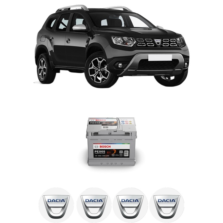 Baterie Acumulator 60 Ah 12 V 640 A DACIA DUSTER (HM_) 1.3 TCe 150 4x4 (HMM3) din 2019 KW 110 CP 150 CMC 1332, auto, Bosch, 4x Stickere auto cu DACIA