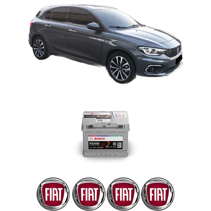 Baterie Acumulator 60 Ah 12 V 640 A FIAT TIPO Hatchback (356_, 357_) 1.4 (356HXA1B, 357) din 2016 KW 70 CP 95 CMC 1368, auto, Bosch, 4x Stickere auto cu FIAT