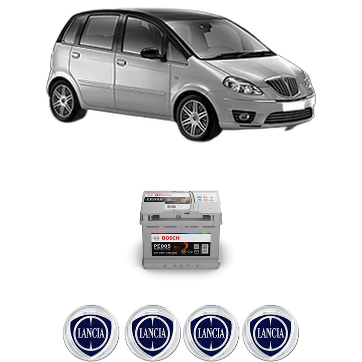 Baterie Acumulator 60 Ah 12 V 640 A LANCIA MUSA (350_) 1.4 (350.AXA11, 350.AXA1A) din 2004-2012 KW 70 CP 95 CMC 1368, auto, Bosch, 4x Stickere auto cu LANCIA