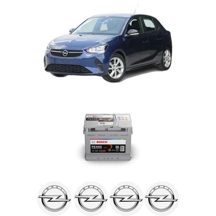 Baterie Acumulator 60 Ah 12 V 640 A OPEL CORSA F Hatchback Van 1.2 (68) din 2019 KW 55 CP 75 CMC 1199, auto, Bosch, 4x Stickere auto cu OPEL