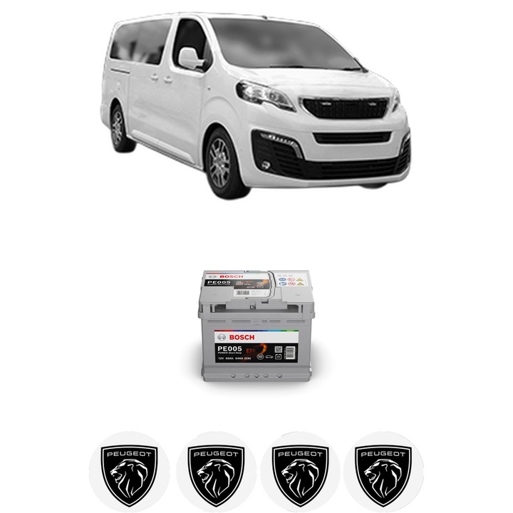 Baterie Acumulator 60 Ah 12 V 640 A PEUGEOT EXPERT Bus (V_) 1.5 BlueHDi 100 din 2018 KW 75 CP 102 CMC 1499, auto, Bosch, 4x Stickere auto cu PEUGEOT