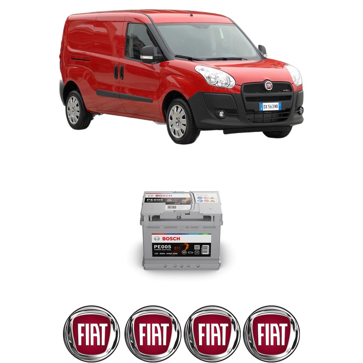 Baterie Acumulator 60 Ah 12 V 640 A FIAT DOBLO Cargo (263_) 1.3 D Multijet (263WXU1A, 263ZXU1A, 263WYB1A, 263ZYB1A) din 2016-2023 KW 70 CP 95 CMC 1248, auto, Bosch, 4x Stickere auto cu FIAT
