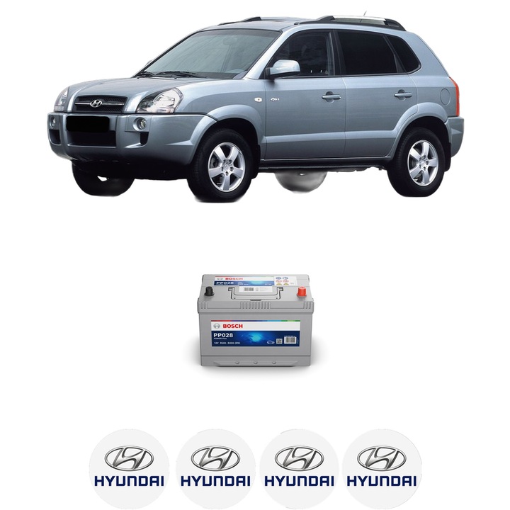 Baterie Acumulator 95 Ah 12 V 830 A HYUNDAI TUCSON (JM) 2.0 CRDi All-wheel Drive din 2006-2010 KW 103 CP 140 CMC 1991, auto, Bosch, 4x Stickere auto cu HYUNDAI