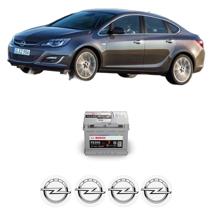 Baterie Acumulator 60 Ah 12 V 640 A OPEL ASTRA J Saloon 1.3 CDTI (69) din 2012-2015 KW 70 CP 95 CMC 1248, auto, Bosch, 4x Stickere auto cu OPEL