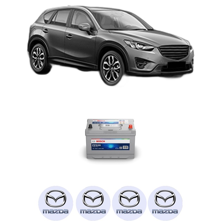 Baterie Acumulator 95 Ah 12 V 830 A MAZDA CX-5 (KE, GH) 2.2 D 4WD (KE2AW) din 2012-2017 KW 129 CP 175 CMC 2188, auto, Bosch, 4x Stickere auto cu MAZDA